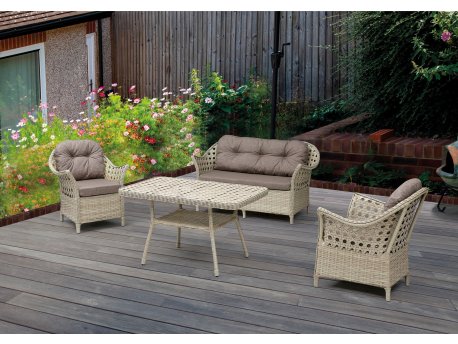 HANAH HOME Baštenska garnitura Bamberg Rattan Latte