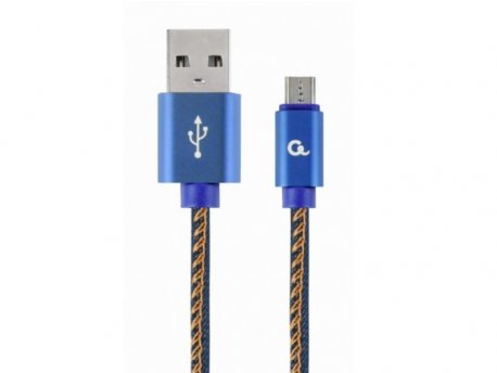 GEMBIRD CC-USB2J-AMmBM-1M-BL Premium jeans (denim) Micro-USB cable with metal connectors, 1 m, blue