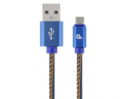 GEMBIRD CC-USB2J-AMmBM-2M-BL Premium jeans (denim) Micro-USB cable with metal connectors, 2 m, blue