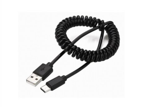 GEMBIRD CC-USB2C-AMCM-6 Spiralni USB 2.0 AM na USB-C kabl, 1.8 m, black
