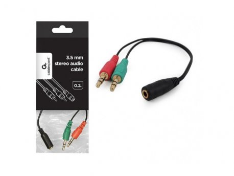 GEMBIRD CCA-418 3.5mm Headphone Mic Audio Y Splitter Cable Female to 2x3.5mm Male adapter