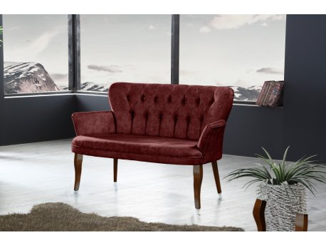 Atelier del Sofa Sofa dvosed Paris Walnut Wooden Claret Red