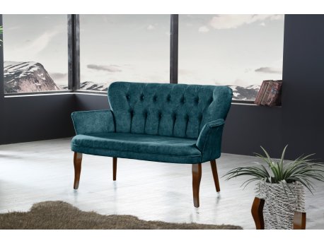 Atelier del Sofa Sofa dvosed Paris Walnut Wooden Petrol Blue