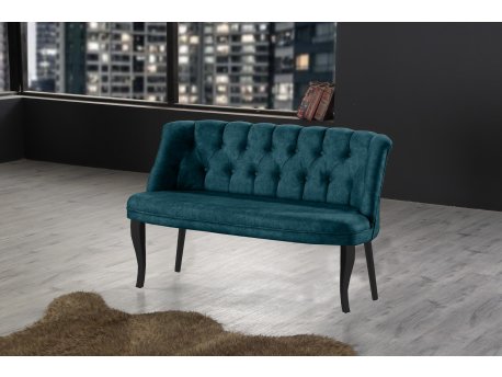 Atelier del Sofa Sofa dvosed Roma Black Wooden Petrol Blue