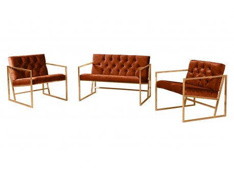 Atelier del Sofa Sofa i dve fotelje Oslo Gold Tile Red