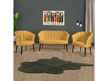 Atelier del Sofa Sofa i fotelja Daisy Black Metal Mustard