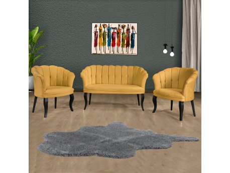 Atelier del Sofa Sofa i fotelja Daisy Black Wooden Mustard
