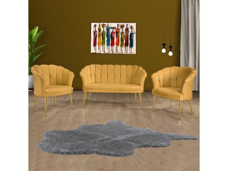 Atelier del Sofa Sofa i fotelja Daisy Gold Metal Mustard