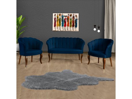 Atelier del Sofa Sofa i fotelja Daisy Walnut Wooden Dark Blue