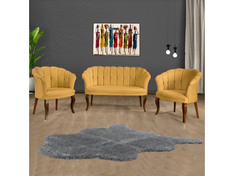 Atelier del Sofa Sofa i fotelja Daisy Walnut Wooden Mustard