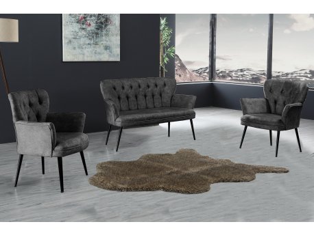 Atelier del Sofa Sofa i dve fotelje Paris Black Metal Fume
