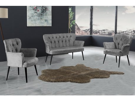 Atelier del Sofa Sofa i dve fotelje Paris Black Metal Grey