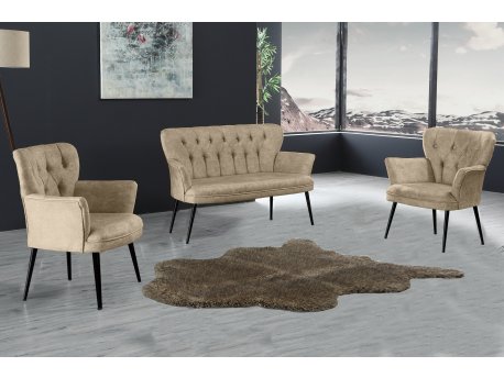 Atelier del Sofa Sofa i dve fotelje Paris Black Metal Light Brown