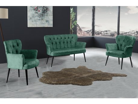Atelier del Sofa Sofa i dve fotelje Paris Black Metal Sea Green
