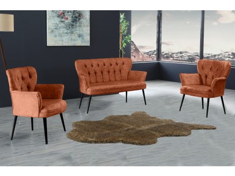 Atelier del Sofa Sofa i dve fotelje Paris Black Metal Tile Red