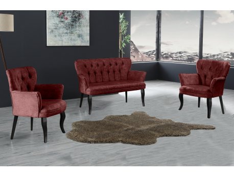 Atelier del Sofa Sofa i dve fotelje Paris Black Wooden Claret Red