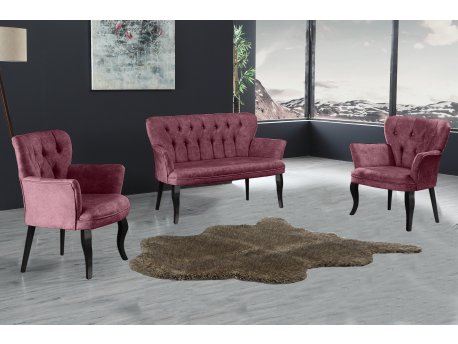 Atelier del Sofa Sofa i dve fotelje Paris Black Wooden Dusty Rose