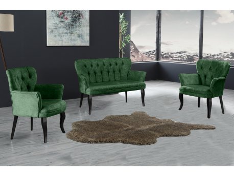 Atelier del Sofa Sofa i dve fotelje Paris Black Wooden Khaki