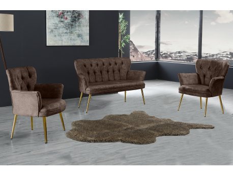 Atelier del Sofa Sofa i dve fotelje Paris Gold Metal Brown