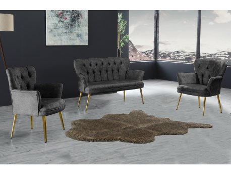 Atelier del Sofa Sofa i dve fotelje Paris Gold Metal Fume