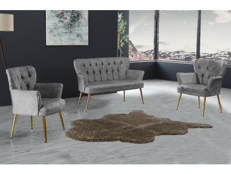 Atelier del Sofa Sofa i dve fotelje Paris Gold Metal Grey