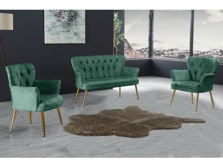 Atelier del Sofa Sofa i dve fotelje Paris Gold Metal Sea Green