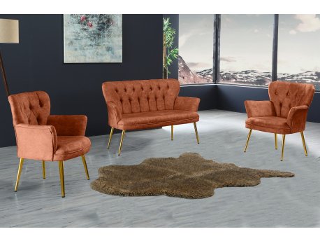 Atelier del Sofa Sofa i dve fotelje Paris Gold Metal Tile Red