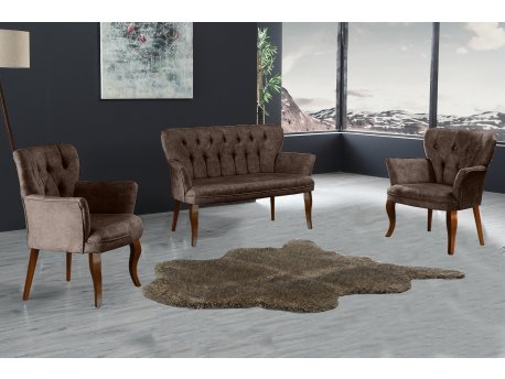 Atelier del Sofa Sofa i dve fotelje Paris Walnut Wooden Brown