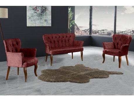 Atelier del Sofa Sofa i dve fotelje Paris Walnut Wooden Claret Red