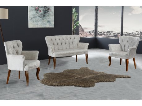 Atelier del Sofa Sofa i dve fotelje Paris Walnut Wooden Cream