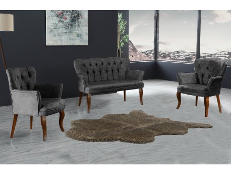 Atelier del Sofa Sofa i dve fotelje Paris Walnut Wooden Fume