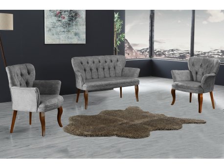 Atelier del Sofa Sofa i dve fotelje Paris Walnut Wooden Grey