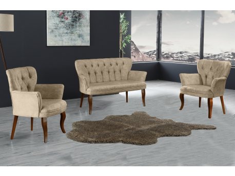 Atelier del Sofa Sofa i dve fotelje Paris Walnut Wooden Light Brown