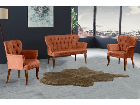 Atelier del Sofa Sofa i dve fotelje Paris Walnut Wooden Tile Red