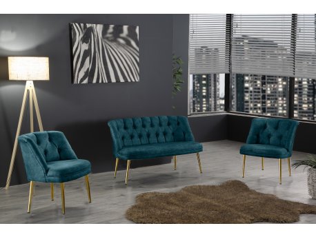 Atelier del Sofa Sofa i fotelja Roma Gold Metal Petrol Blue