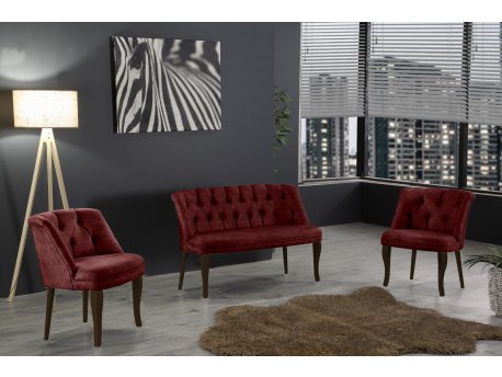 Atelier del Sofa Sofa i fotelja Roma Walnut Wooden Claret Red