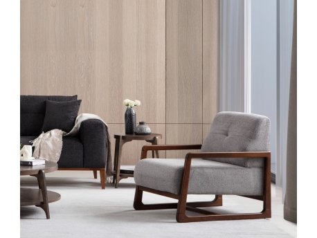 Atelier del Sofa Fotelja Athena Bergere Light Grey Walnut