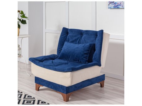 Atelier del Sofa Fotelja Kelebek Berjer Dark Blue Cream