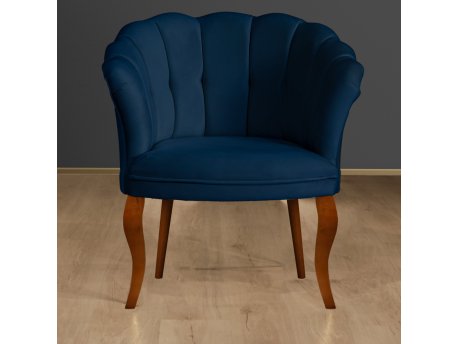 Atelier del Sofa Fotelja Daisy Walnut Wooden Dark Blue