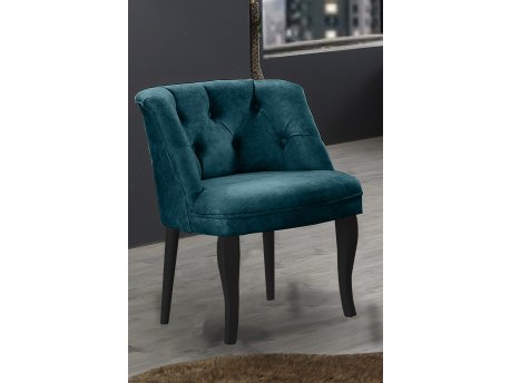 Atelier del Sofa Fotelja Roma Black Wooden Petrol Blue