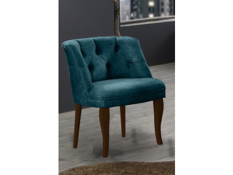 Atelier del Sofa Fotelja Roma Walnut Wooden Petrol Blue