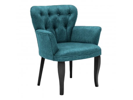 Atelier del Sofa Fotelja Paris Black Wooden Petrol Blue