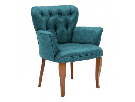 Atelier del Sofa Fotelja Paris Walnut Wooden Petrol Blue