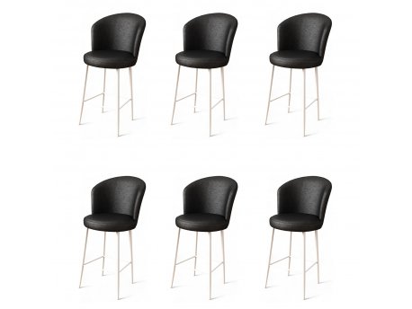HANAH HOME Set 6 barskih stolica Uras Black White