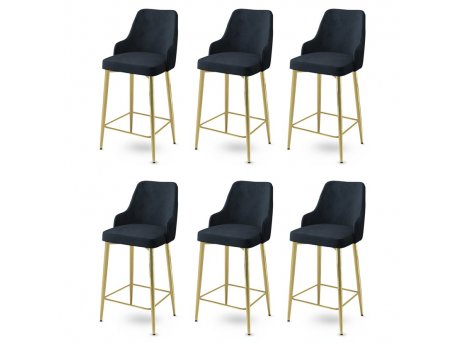 HANAH HOME Set 6 barskih stolica Enox Anthracite Gold