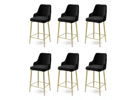HANAH HOME Set 6 barskih stolica Enox Black Gold