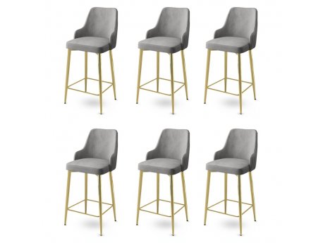 HANAH HOME Set 6 barskih stolica Enox Grey Gold