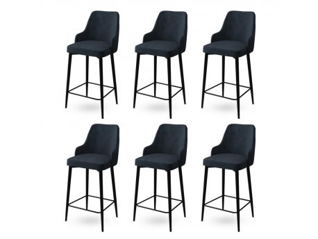 HANAH HOME Set 6 barskih stolica Enox Anthracite Black