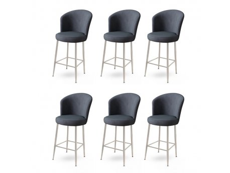 HANAH HOME Set 6 barskih stolica Fora Anthracite Chrome