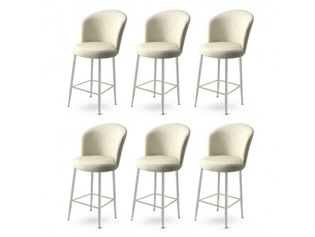 HANAH HOME Set 6 barskih stolica Fora Cream Chrome